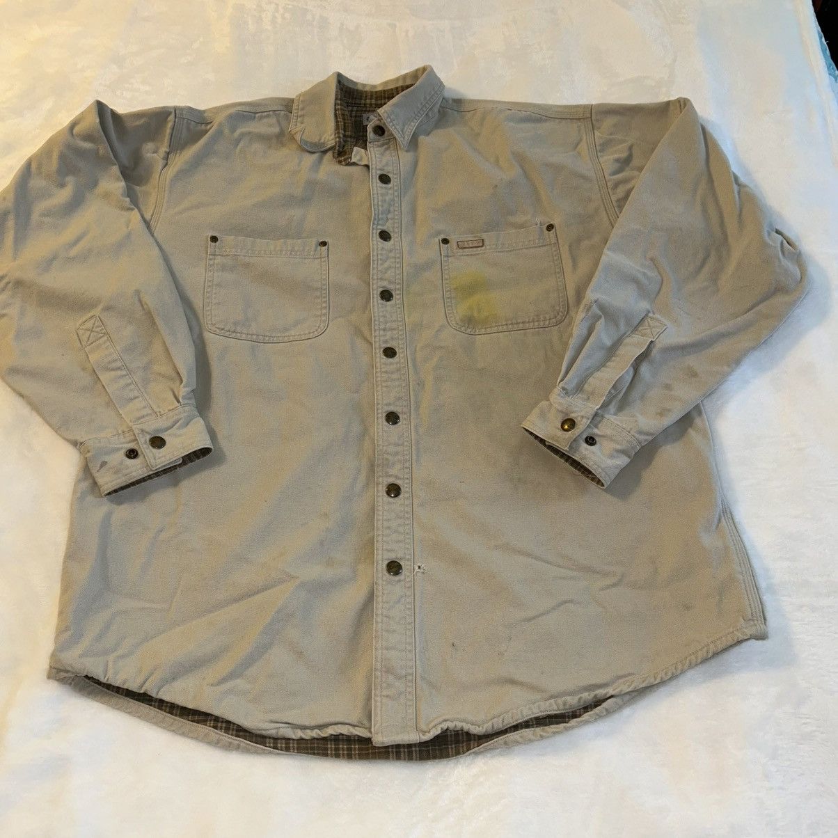 Carhartt Vintage Tan Canvas Shacket Flannel Lined L Tall