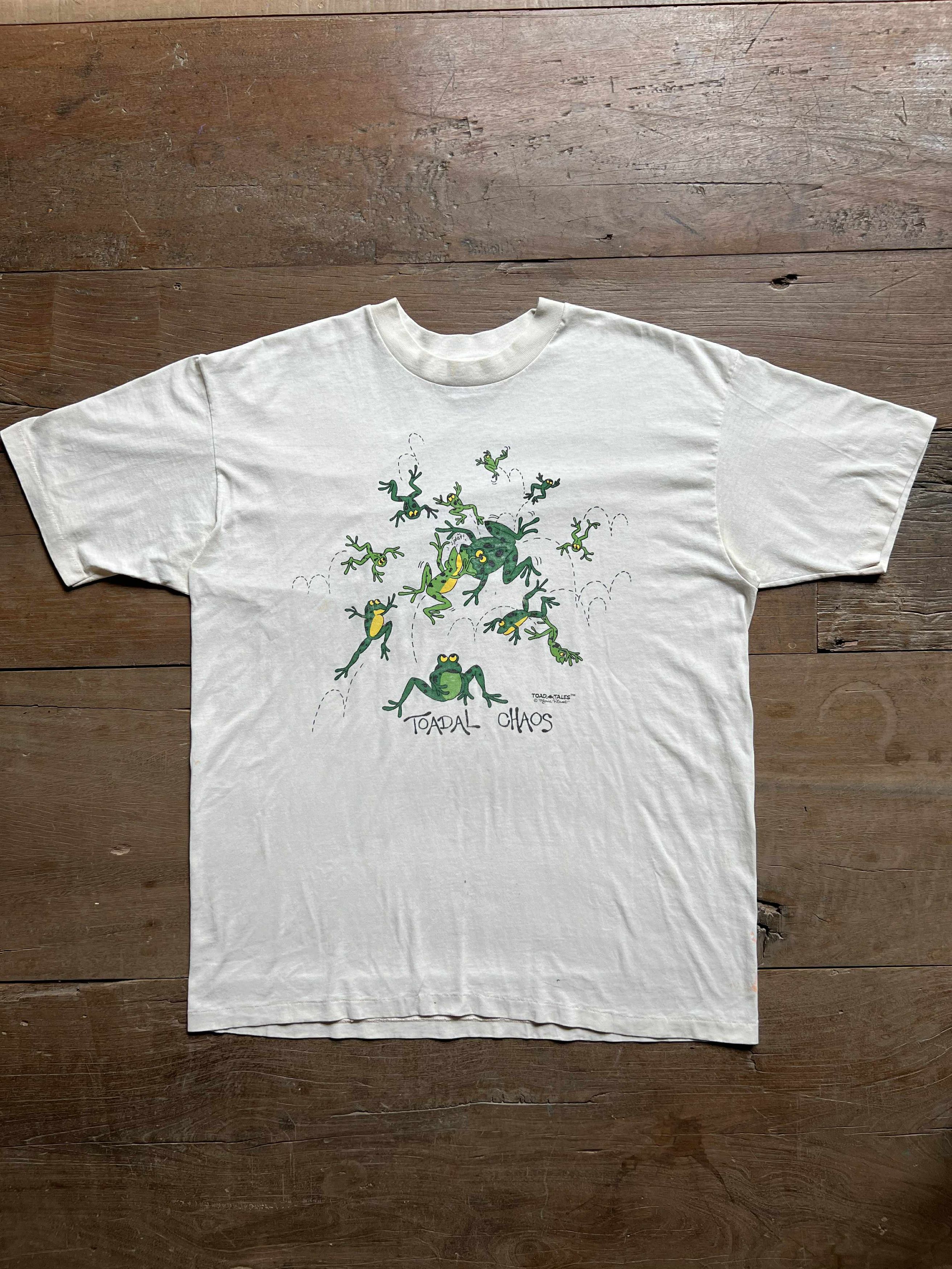Vintage 80s 90s Toad Tales Toadal Chaos Frog Cartoon Tee Hoodie, Sweatshirt | FlexRushtees.com