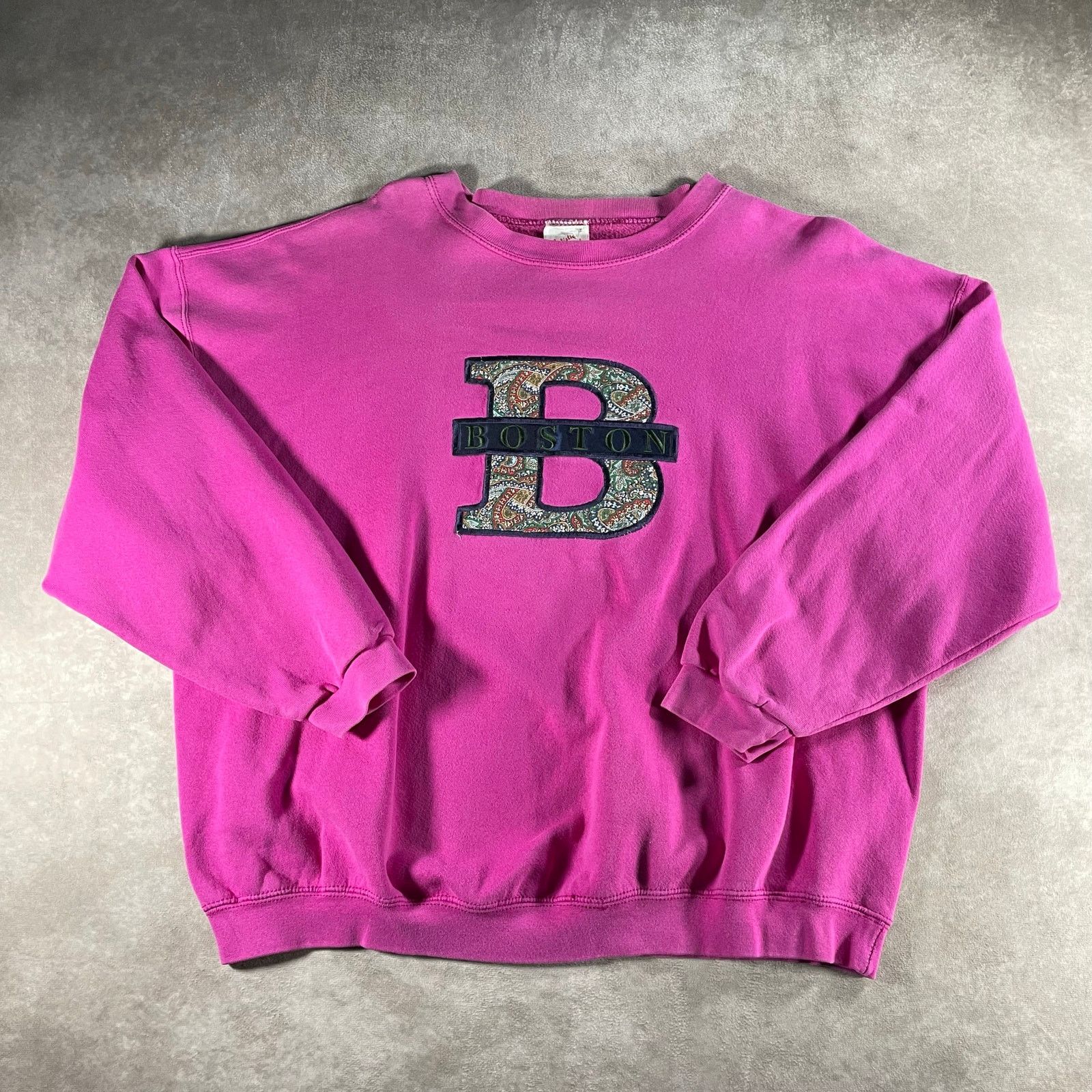 Vintage 90 S Boston Embroidered Graphic Pullover Sweatshirt T-Shirts, Hoodie | FlexRushtees.com