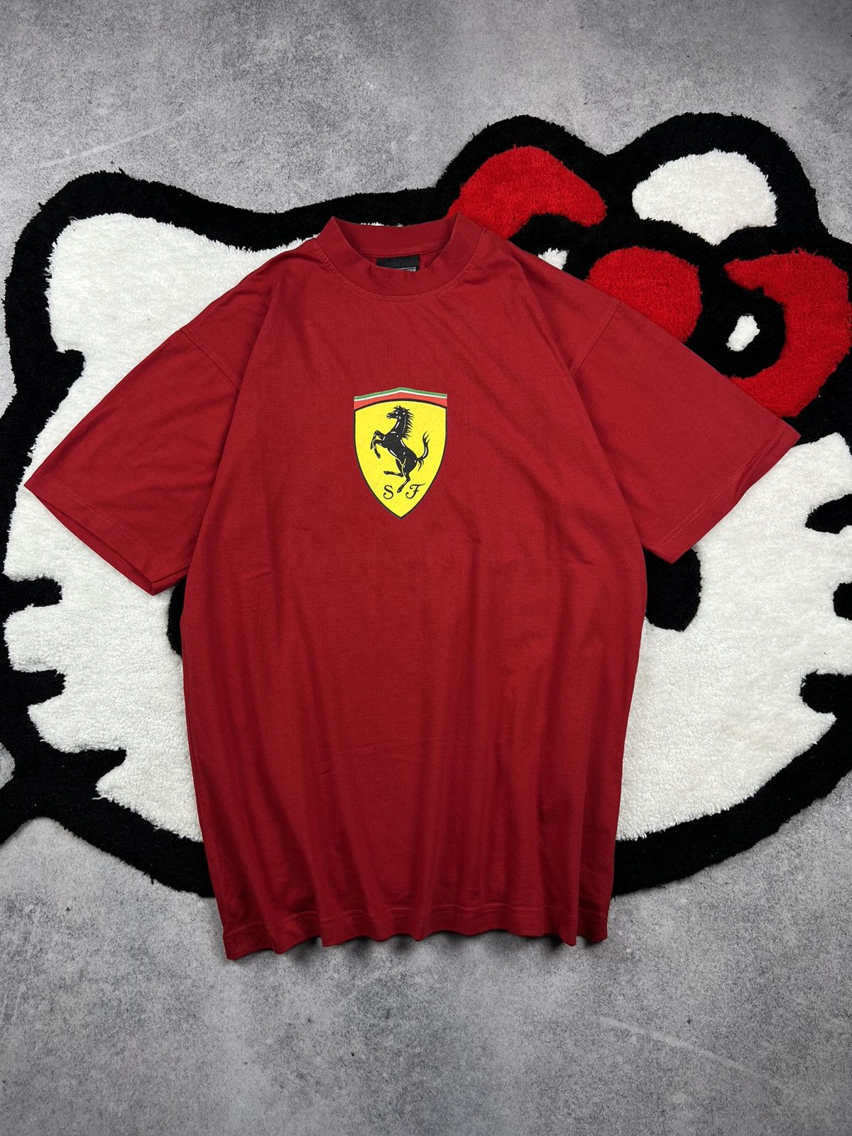 Y2k Vintage Racing Ferrari F1 1999 Big Logo Oversized Tee Hoodie, Sweatshirt | FlexRushtees.com