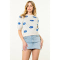 Short Sleeve Shell Pattern Knit Top
