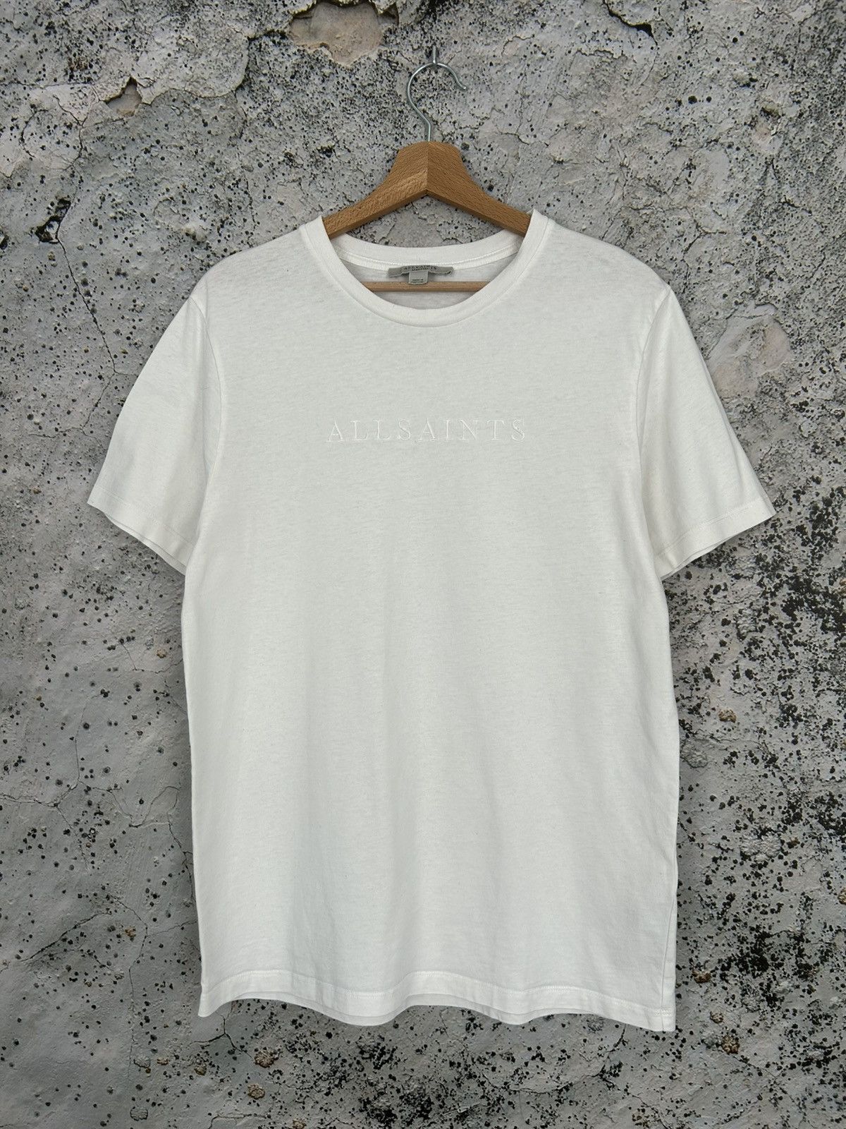 Allsaints White Embroidered Logo Tee Designer Hype Skate Hoodie, Sweatshirt | FlexRushtees.com