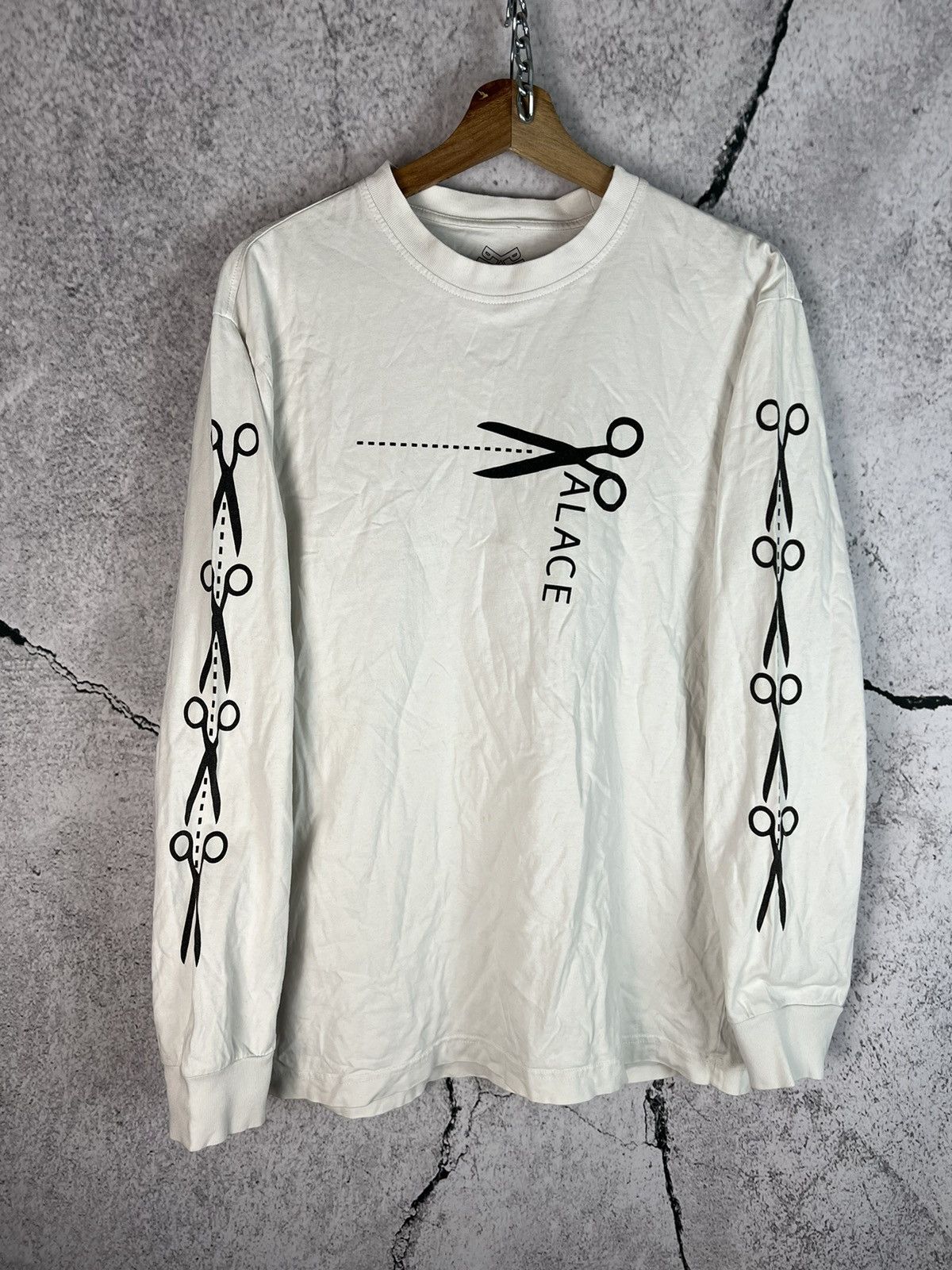 Palace Scissor Tee Longsleeve White Medium Hoodie, Sweatshirt | FlexRushtees.com
