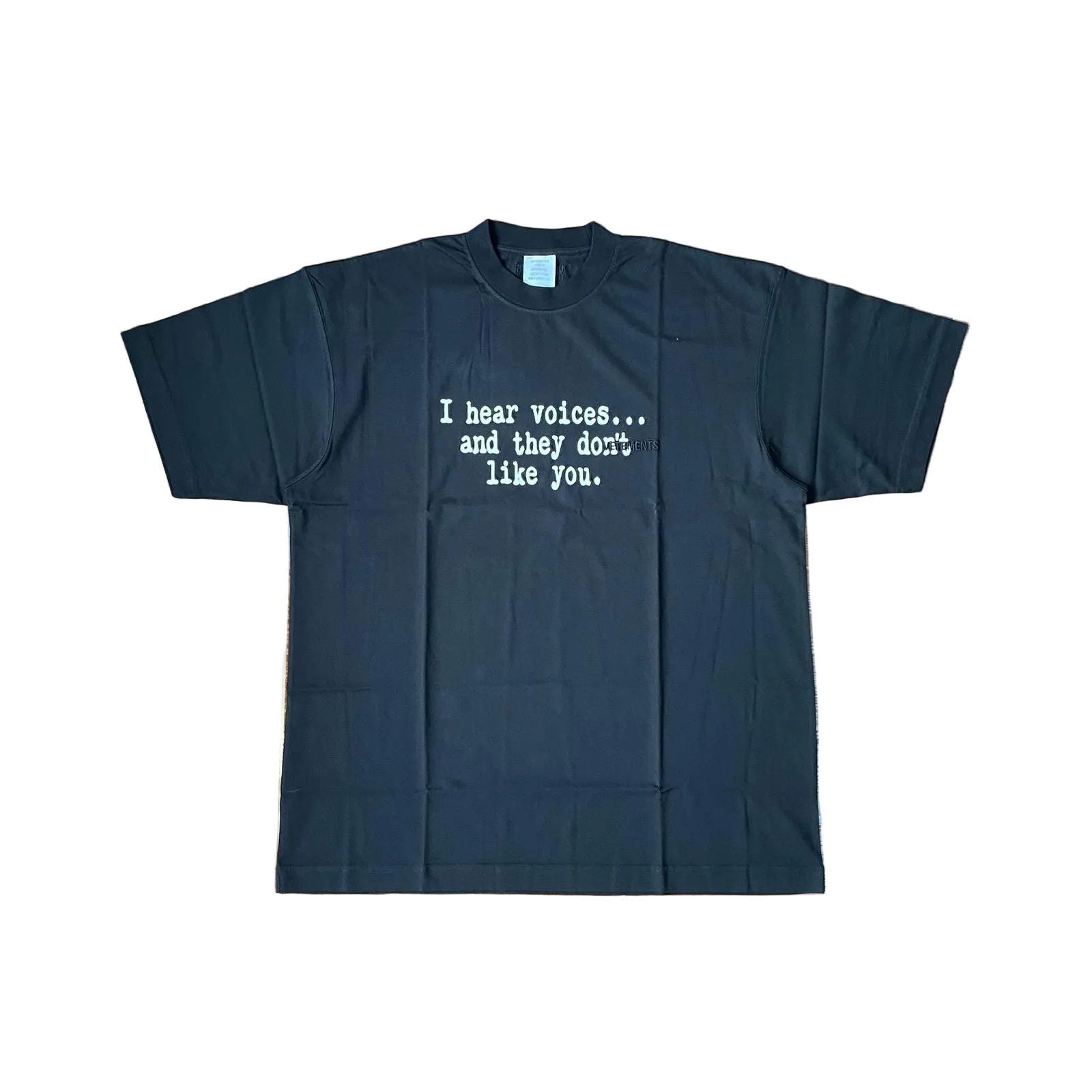 Vetements Black I Hear Voices Logo Oversized T Shirt Hoodie, Sweatshirt | FlexRushtees.com