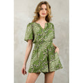 Smocked Waist Leaf Print Romper
