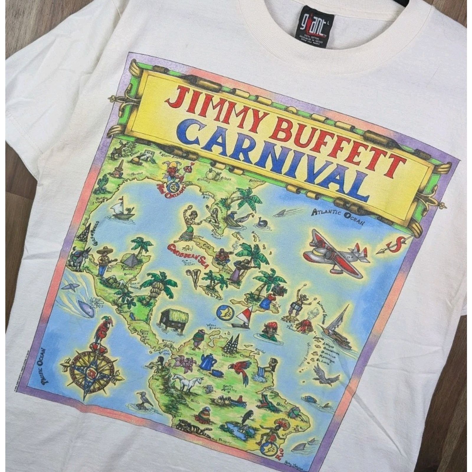 Giant Jimmy Buffett Vintage Giant Concert Band Tour T Shirt Large