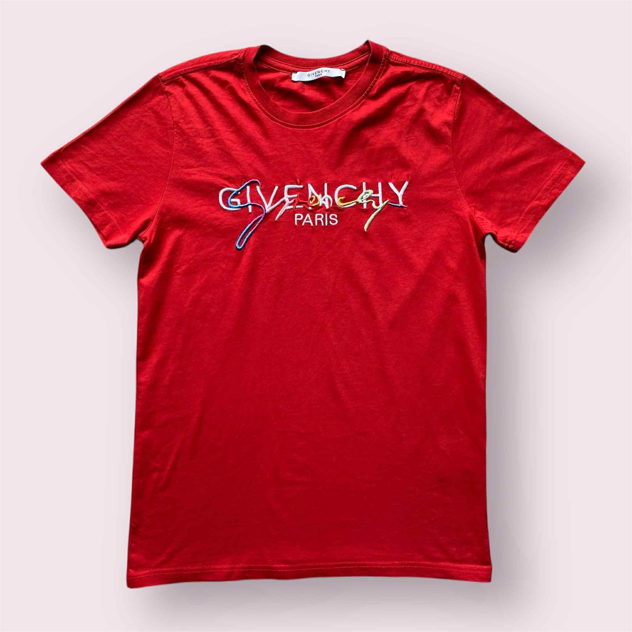 Givenchy Paris Red Tee Embroidery Colorful Logo Hoodie, Sweatshirt | FlexRushtees.com
