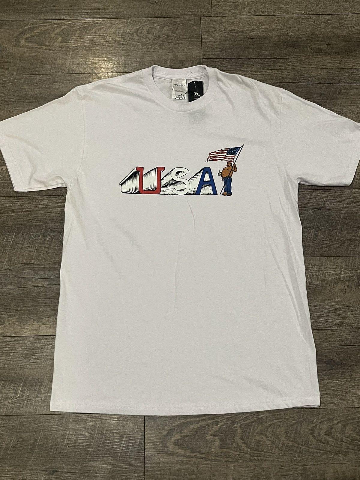 Ripndip Usa White Tee Shirt Size Large Hoodie, Sweatshirt | FlexRushtees.com