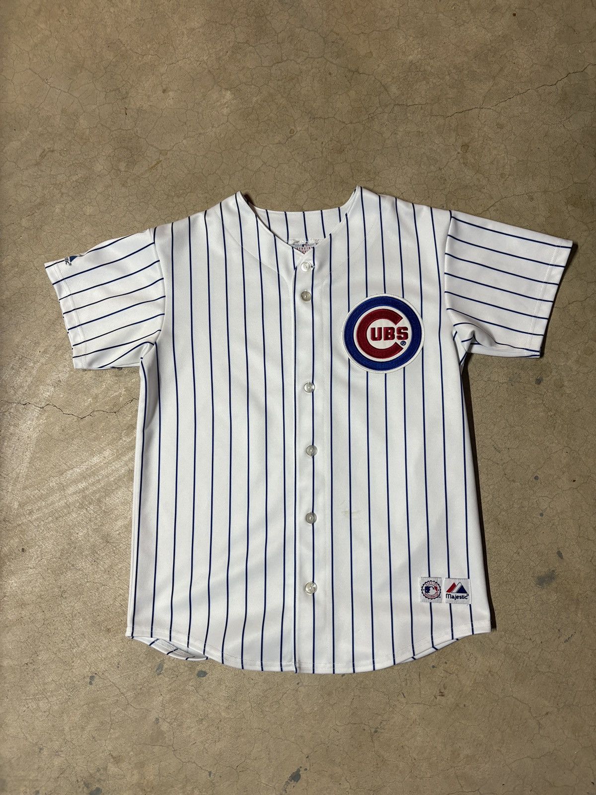 Vtg 90s Majestic Chicago Cubs Pinstripe Jersey White Small