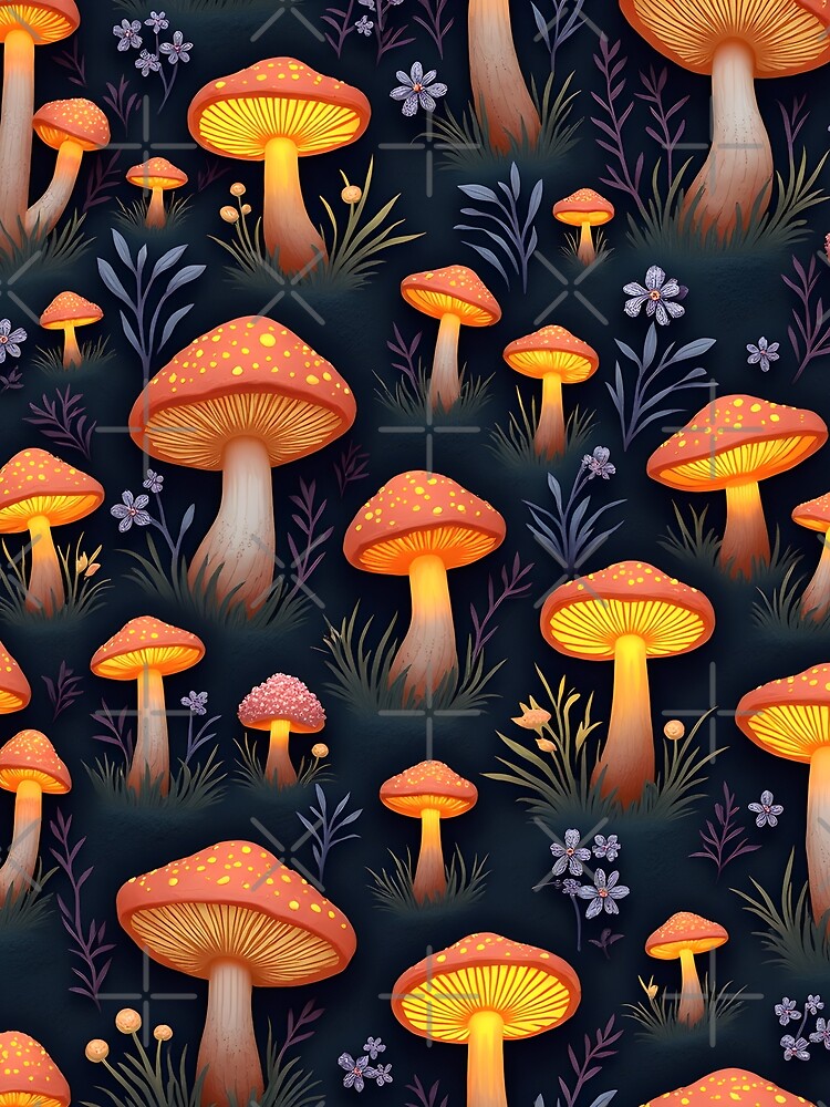 Fantasy Botanical Collection – Mushroom Forest Pattern by HeartlingStudio