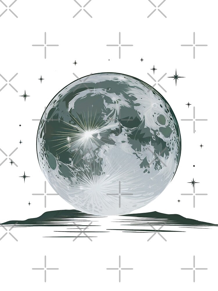 The full moon, with its intricate craters and illuminated surface by Mate0 designer