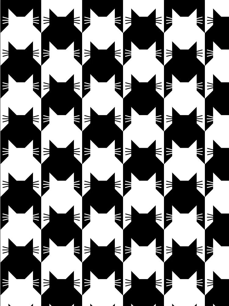 Catstooth Cat Houndstooth Black and white Large by Feeling Artsy