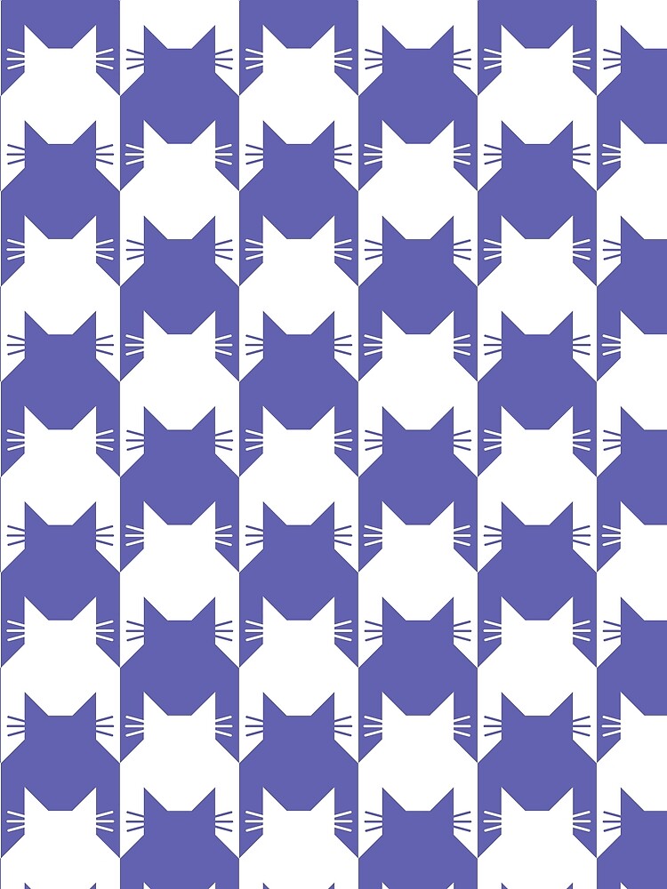 Catstooth Cat Houndstooth White and Very Peri Large Print by Feeling Artsy