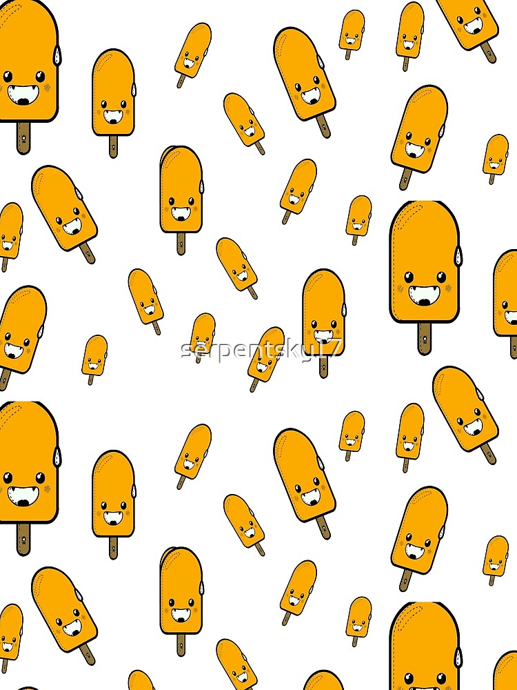 All Over Kawaii Orange Popsicle Pattern by SerpentSkyArts