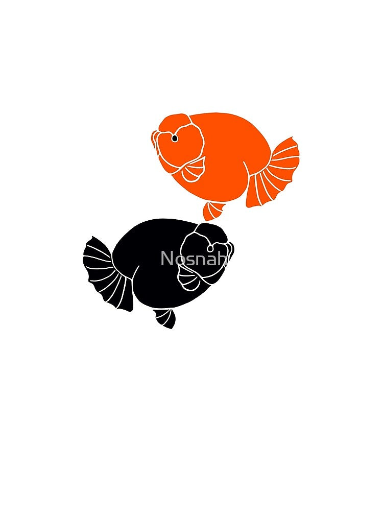 Ranchu Full Red and Full Black Goldfish Logo 0318 by Nosnah