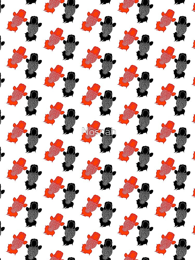 Ranchu Goldfish Top View Full Red and Full Black by Nosnah