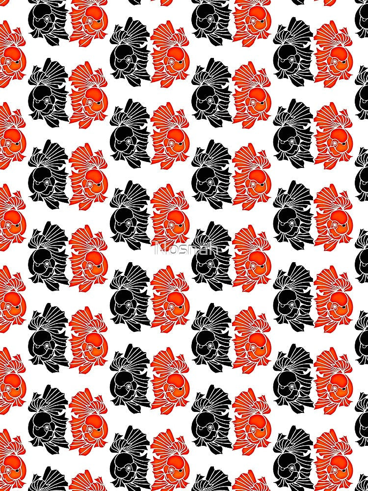 Oranda Full Red and Full Black Goldfish Logo by Nosnah