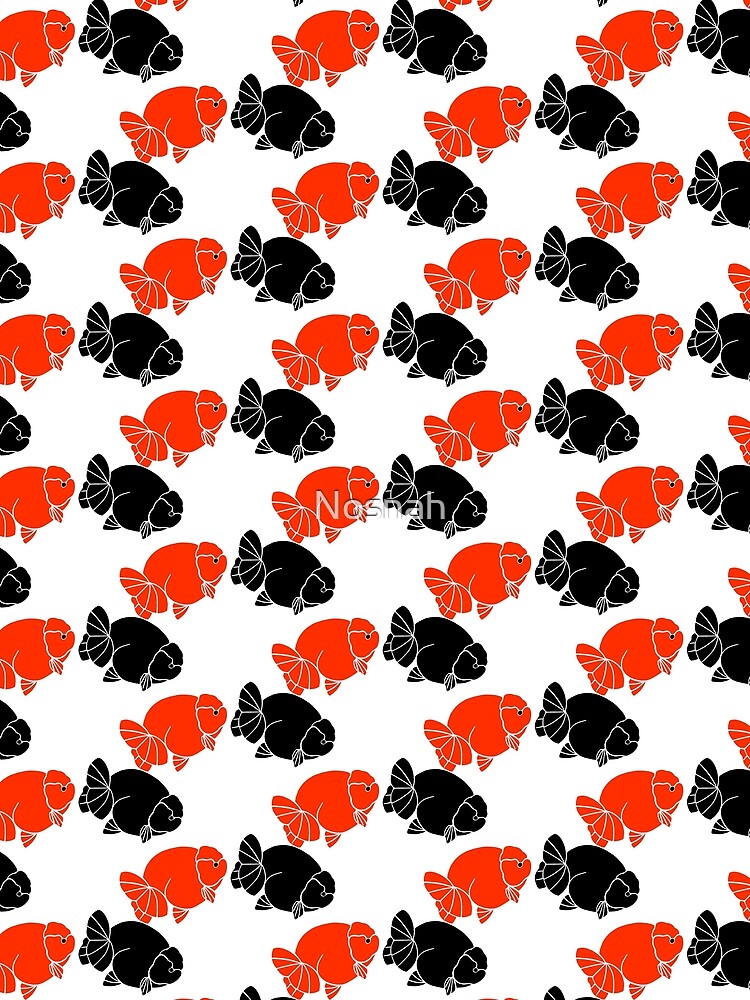 Ranchu Full Red and Full Black Goldfish Logo 20 by Nosnah