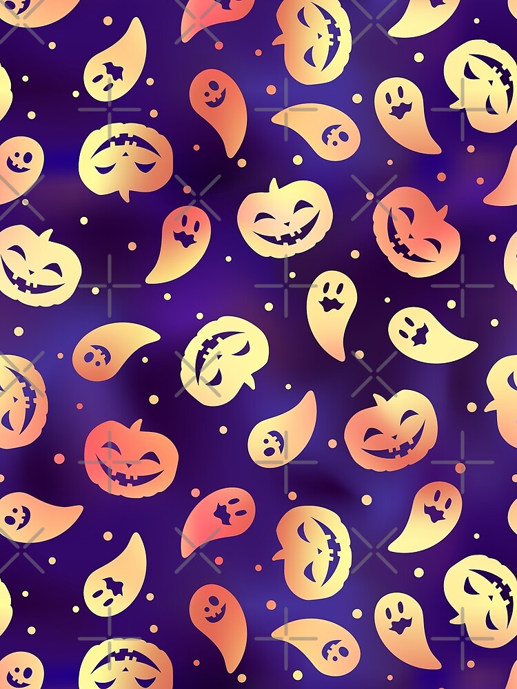 Happy Halloween Funny Pattern with Pumpkins and Ghosts by UniQueensShop