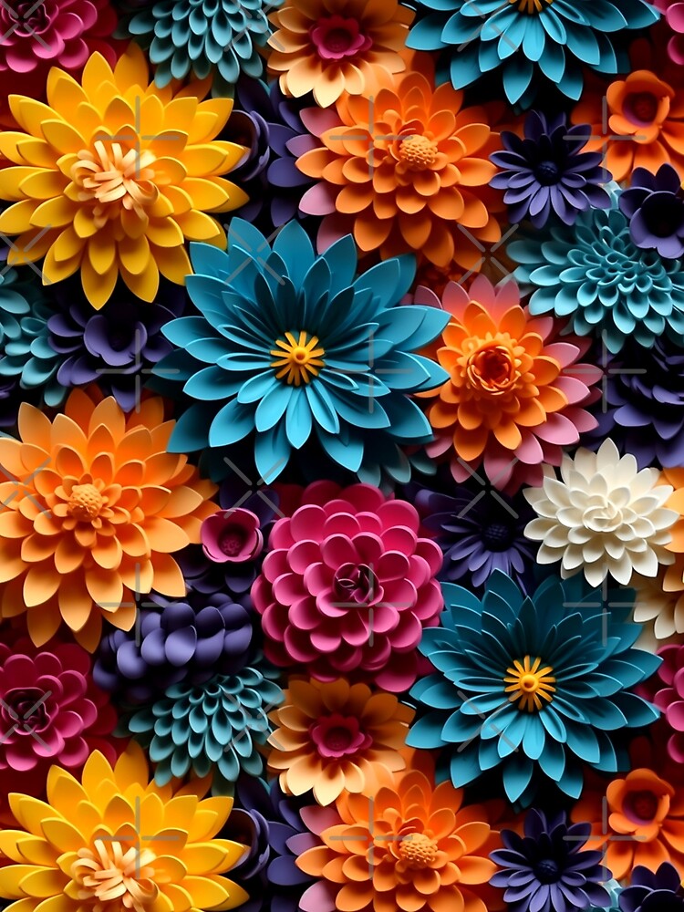 Vibrant 3D Style Flower Aesthetic Pattern by mondmakes