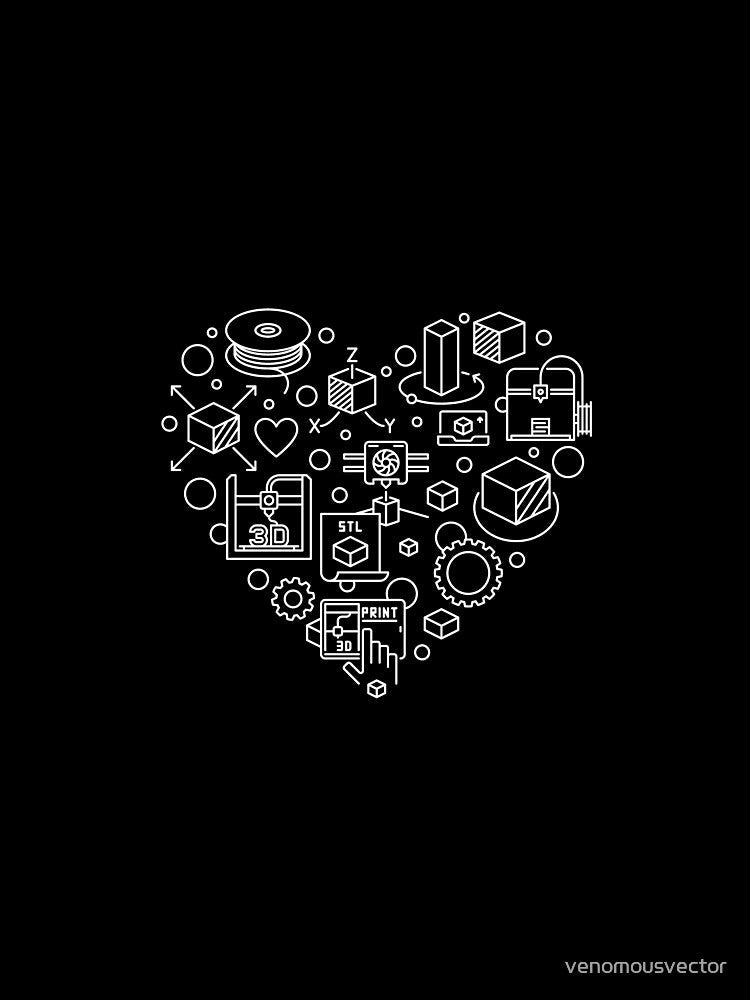 3D Printer Heart Design by venomousvector