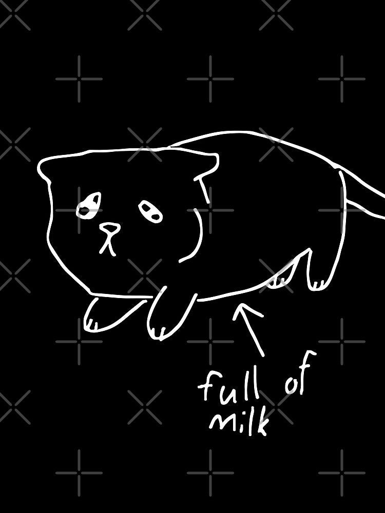Full of milk kitten - white line art by Rzera-
