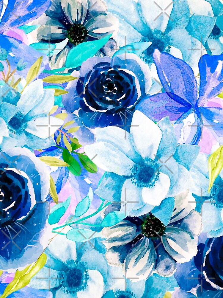 Light Blue Watercolor All Over Floral Pattern by Designs By YL