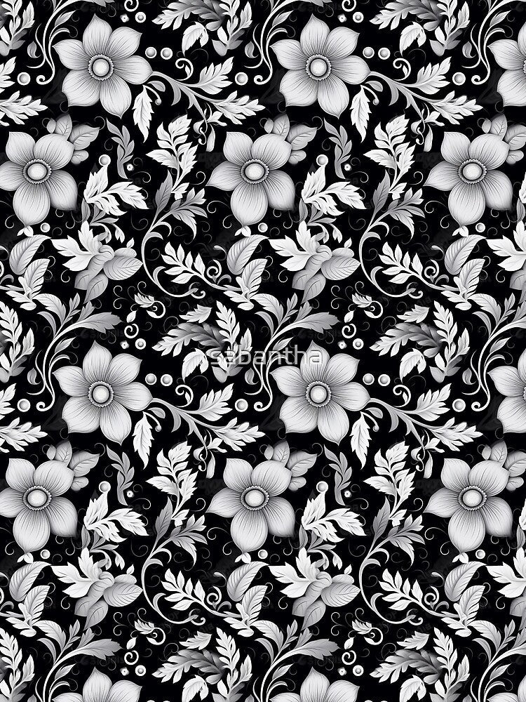 Kicrino - floral garden black and white (5/8) by sabantha