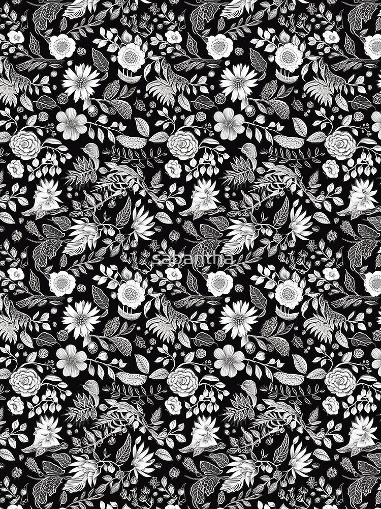 Kicrino - floral garden black and white (8/8) by sabantha