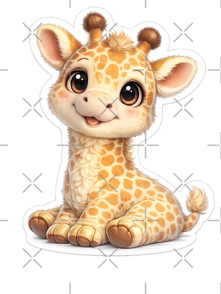 Cute Giraffe 3D Cartoon Kawaii Giraffe 3D Animal Art by MiniPrintMagic