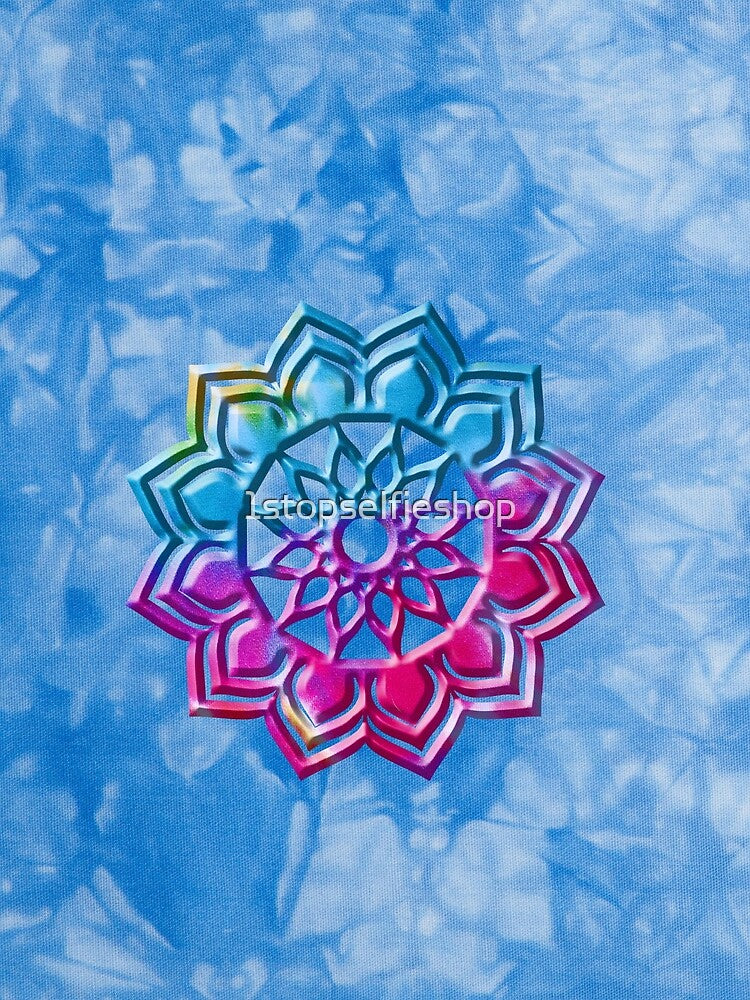 Blue Tye Dye with Floral Mandala by 1stopselfieshop