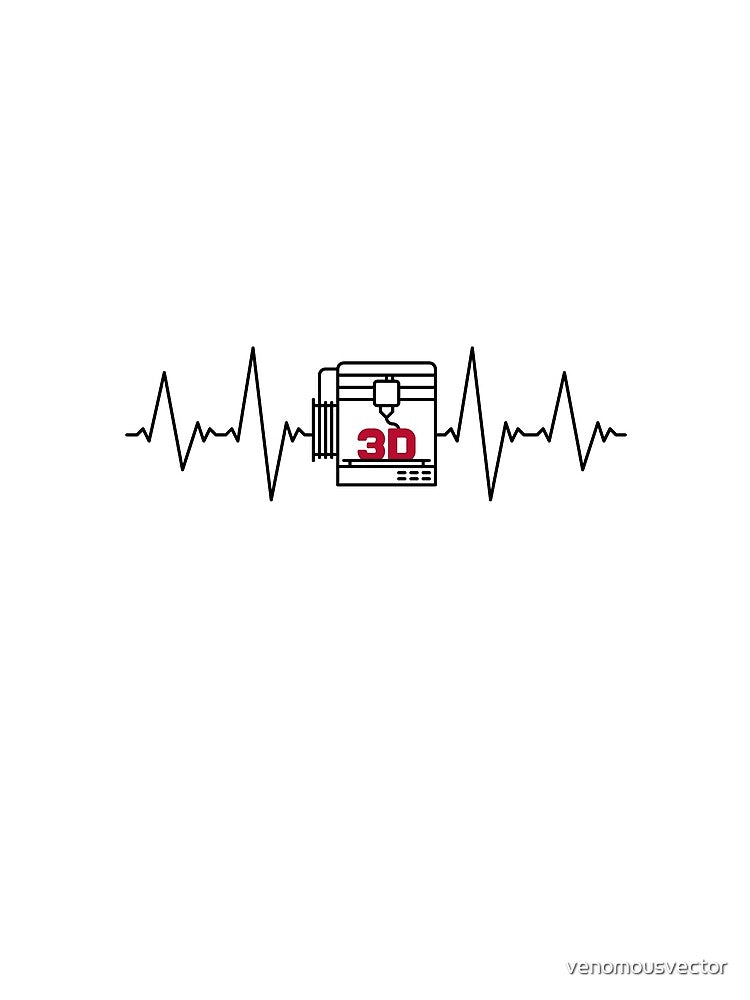 3D Printing EKG Heartbeat - 3D Printer Pulse Line minimal design by venomousvector