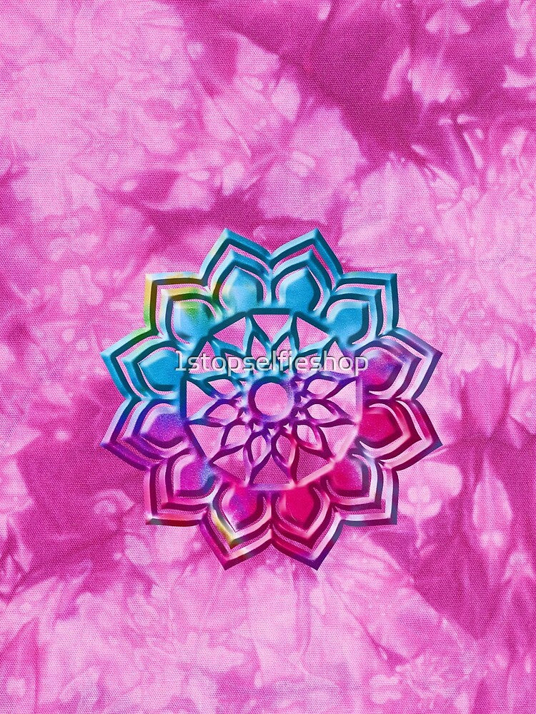 Pink Tye Dye with Floral Mandala by 1stopselfieshop