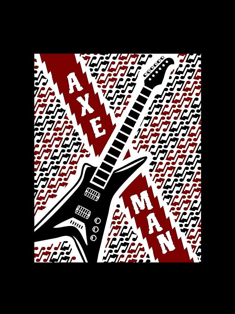 Rock Guitar With Axe Man All Over Print Poster by allysonhat