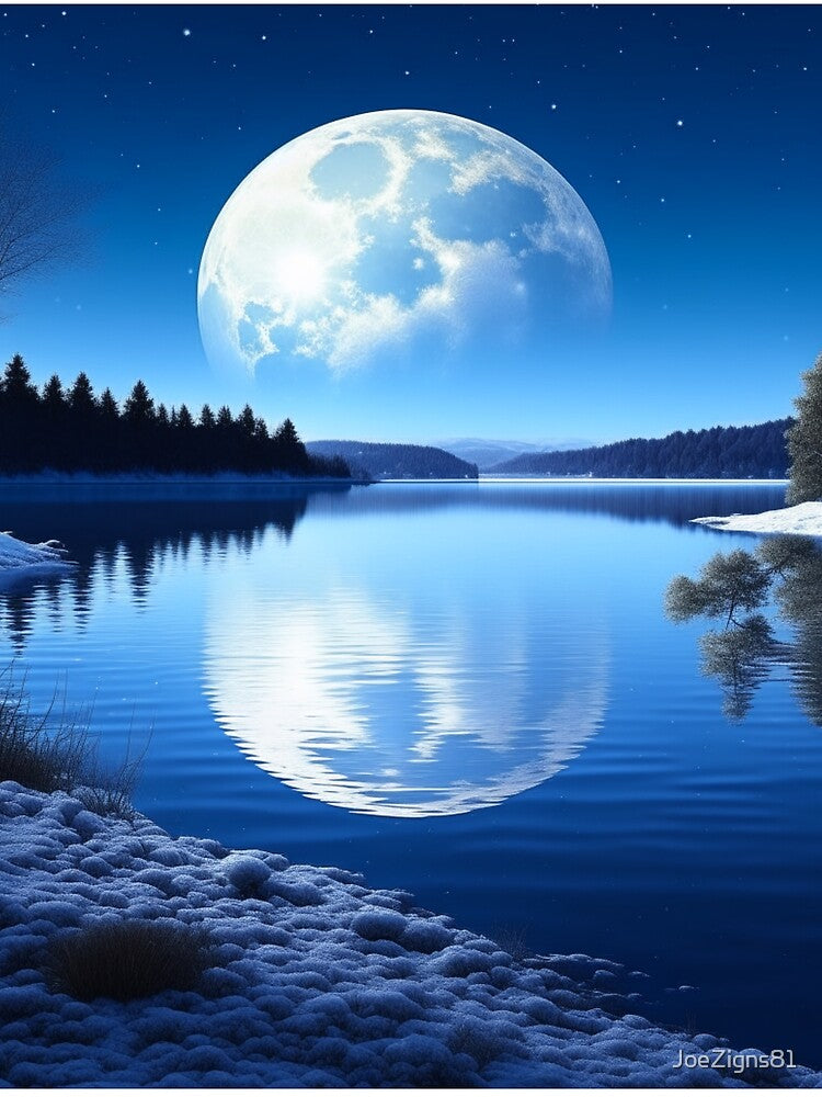 Full Moon Over Frozen Lake by JoeZigns81