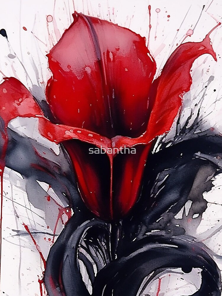 Lilriva - Red lilies with black ink (1/5) by sabantha