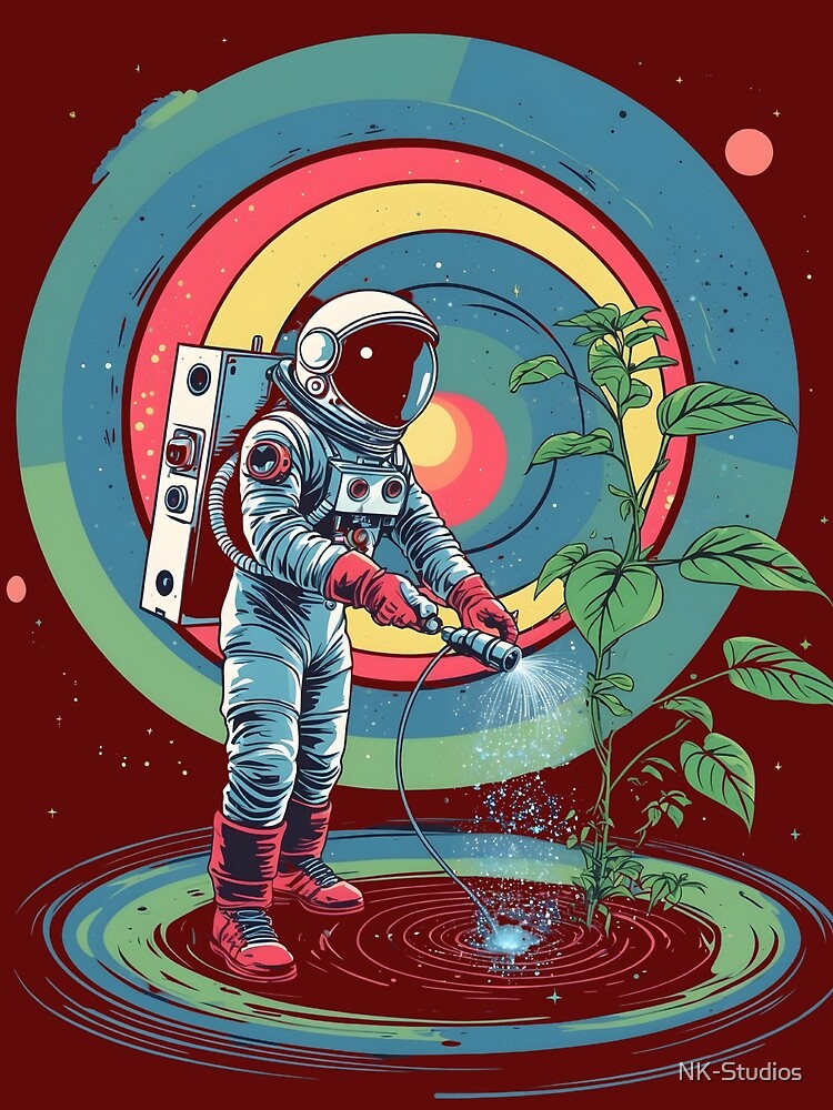 Cosmic Explorer 02 | Retro Astronaut Gardening Space Ar by NK-Studios