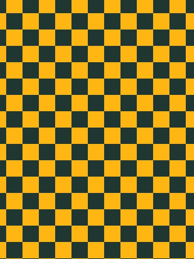 Green and Gold Square Chessboard or Checker Board Grid Pattern by RKA-Products