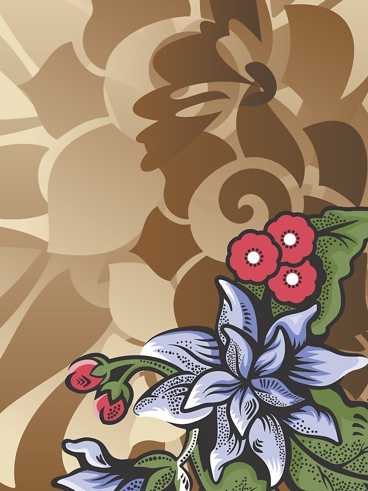 Lavender, Red and Brown Floral Design by allovervintage