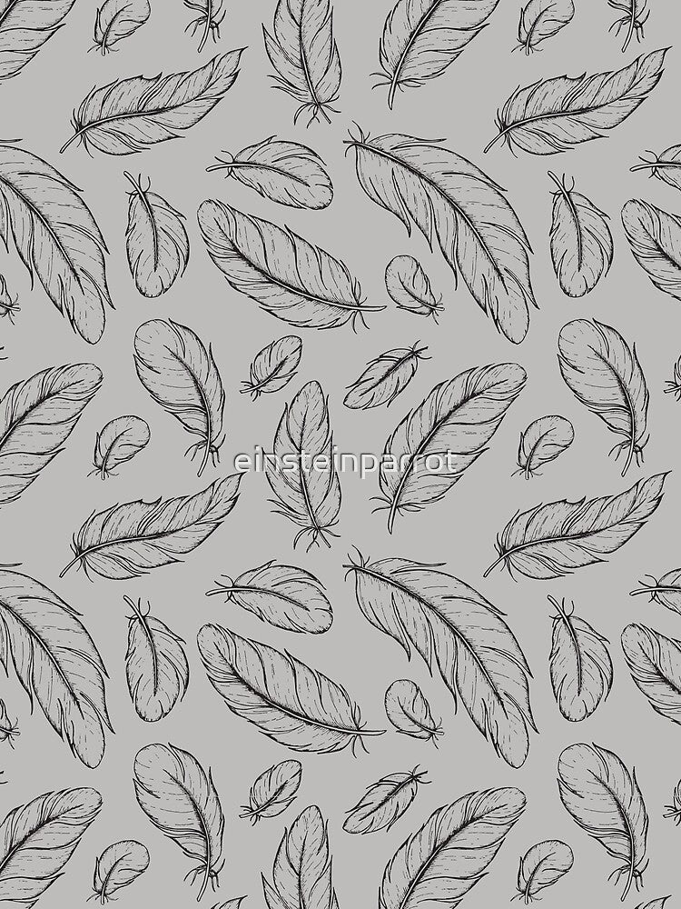 Parrot Feather All-over print (black on grey) by einsteinparrot
