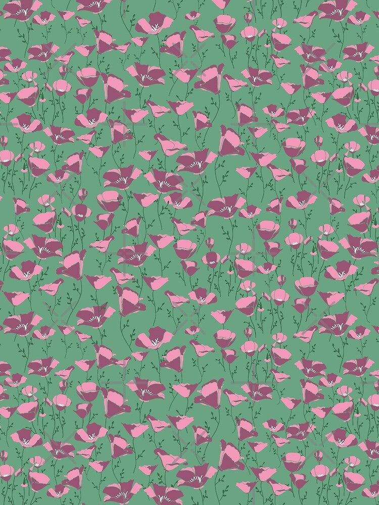 Poppy garden seamless (ii) by Reshma Rajagopal