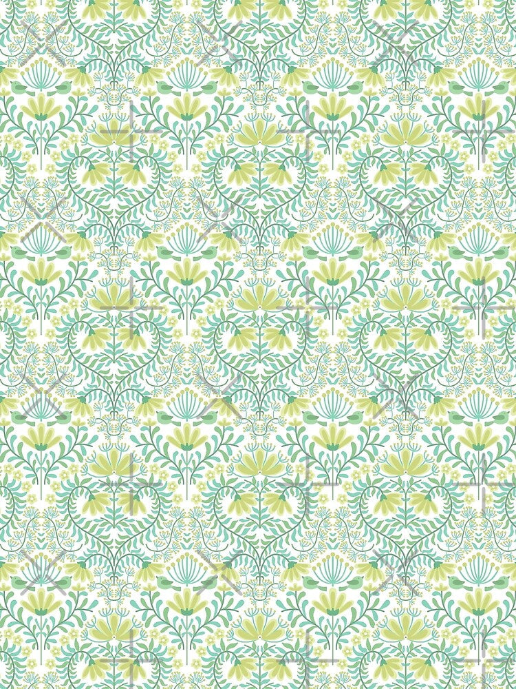 Bird's Home- Pearl Aqua-light Olive Green by Fabricatemyart