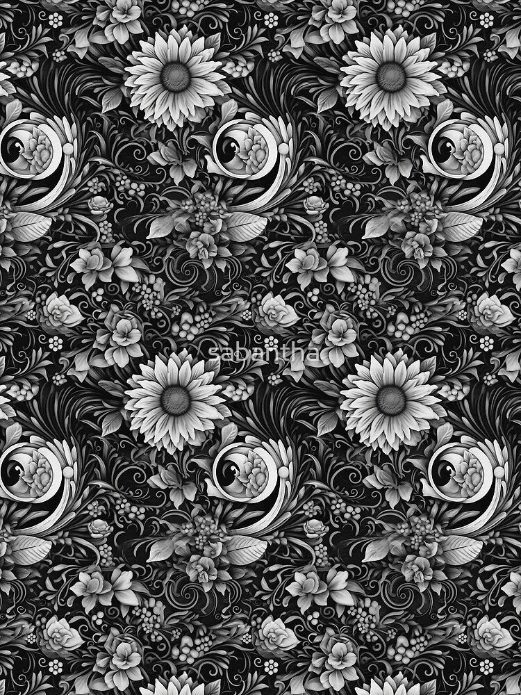 Kicrino - floral garden black and white (2/8) by sabantha