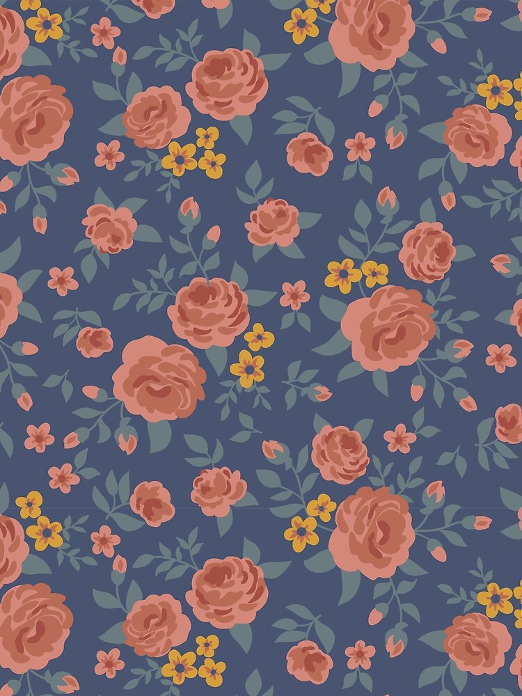 coral roses all-over print on navy by OHBOY! Handmade
