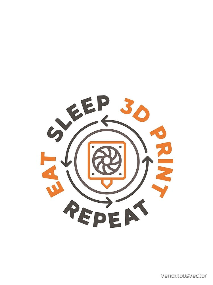 Eat Sleep 3D Print Repeat 3D Printing - 3d Printer round Design by venomousvector