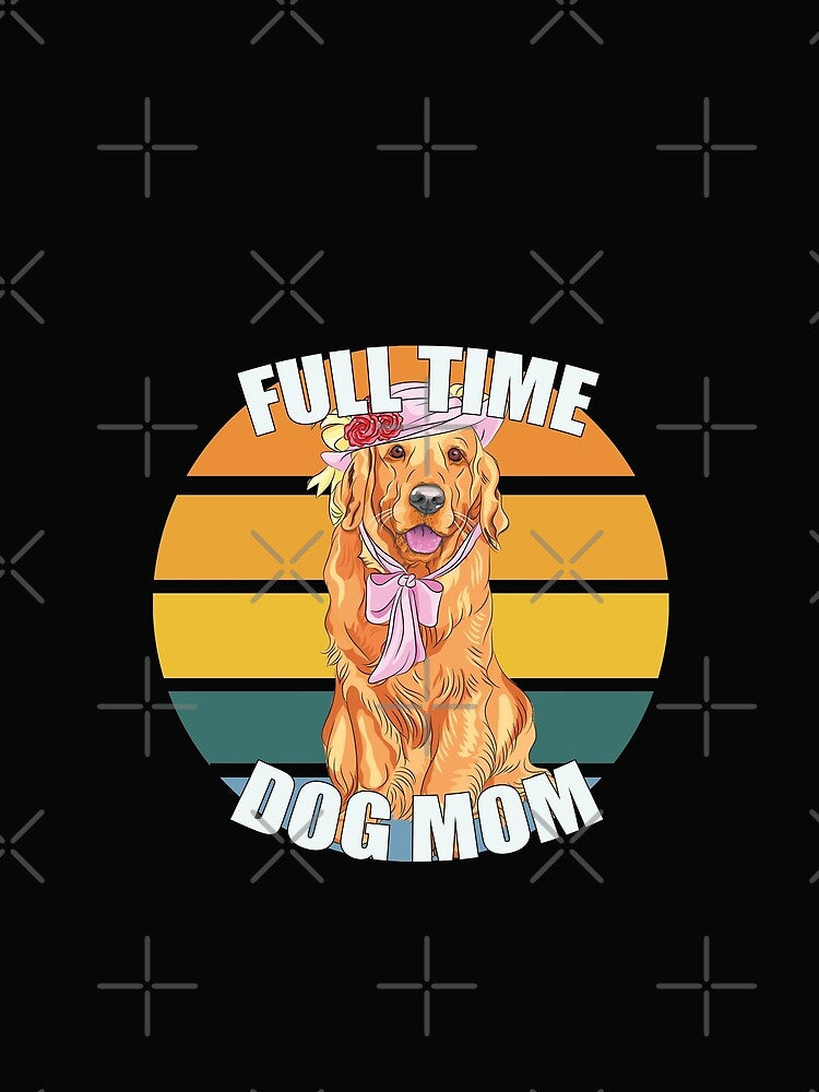 Funny Cute Full Time Golden Retriever Dog Mom- Retro Vintage Sunset by EvaWolf
