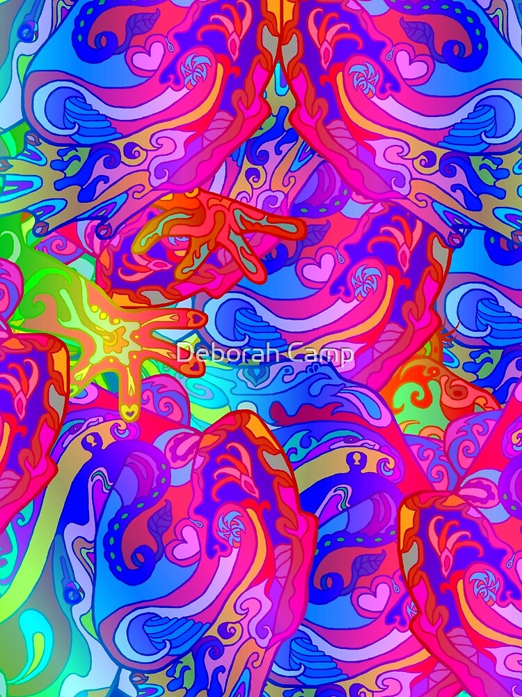 Rainbow Psychedelic Colorful Swirl Pattern by Deborah Camp