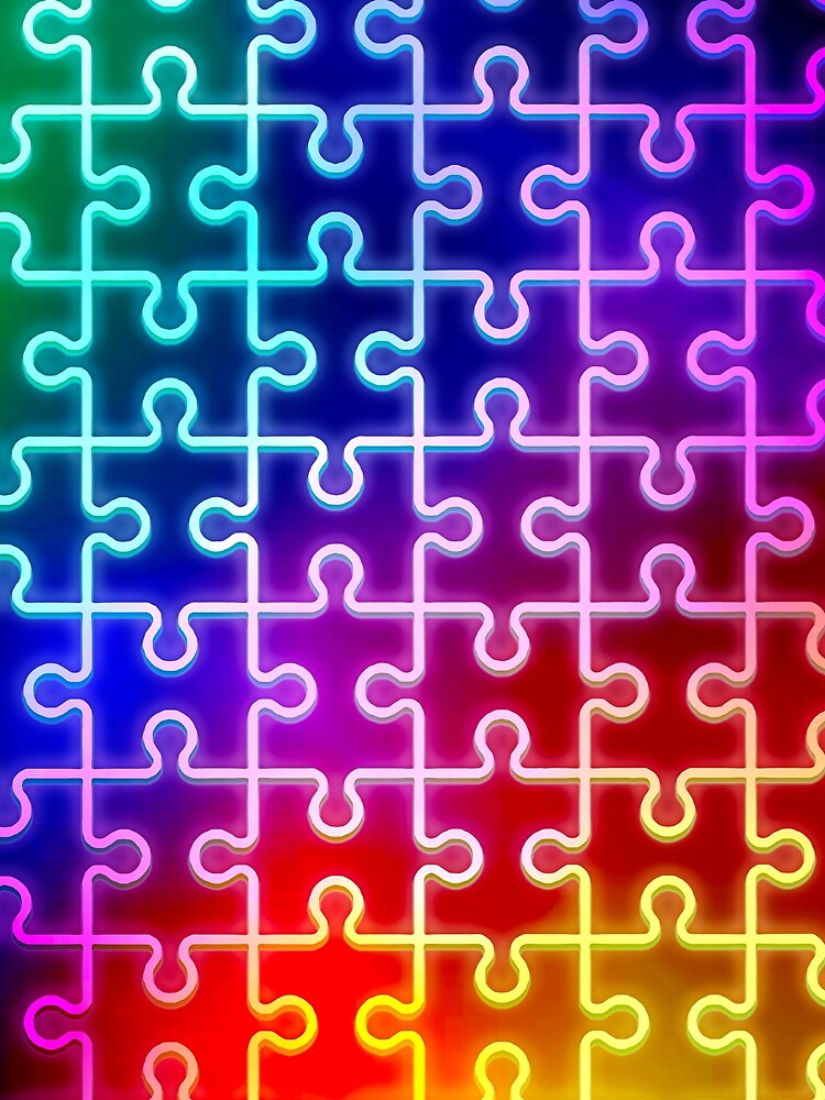 Jigsaw Puzzle Pieces Blue Rainbow Pattern by PhyrexiaB