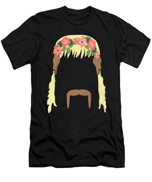 Mullet Mustache Flower Kittens And Tiger Cages T-Shirt