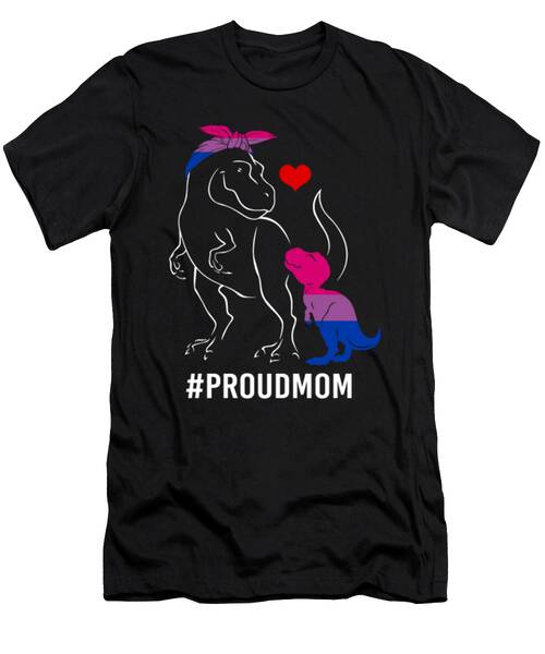 Proud Mom Dinosaur T Rex Mama Bisexual Pride T-Shirt